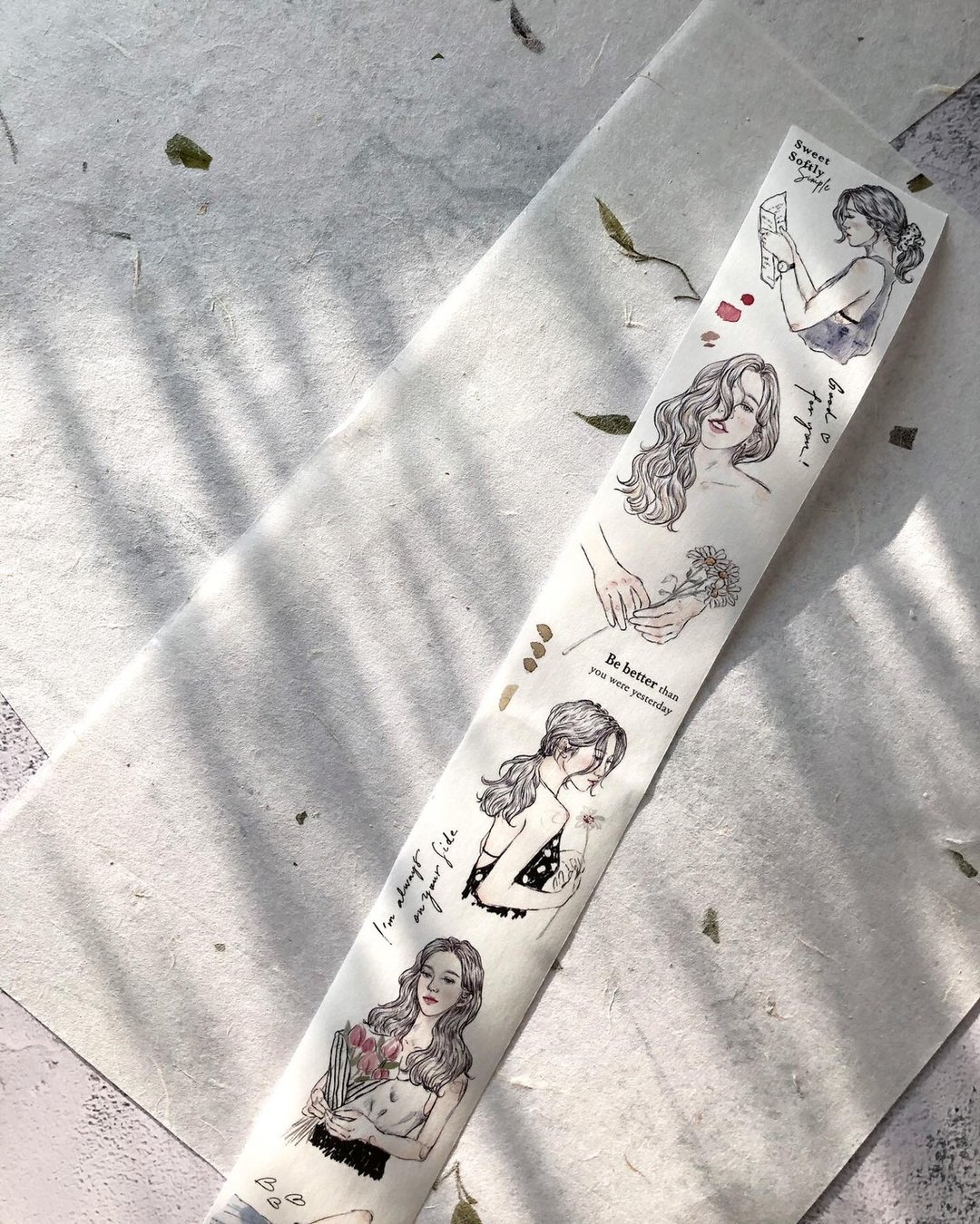 素描女孩 / 4.5cm纸胶带 (白色离型纸) - 纸胶带 - 纸 