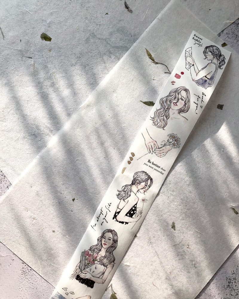 素描女孩 / 4.5cm纸胶带 (白色离型纸) - 纸胶带 - 纸 
