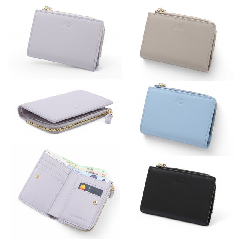 ANNA DOLLY 简约时尚多卡位真皮短夹 - 皮夹/钱包 - 真皮 黑色