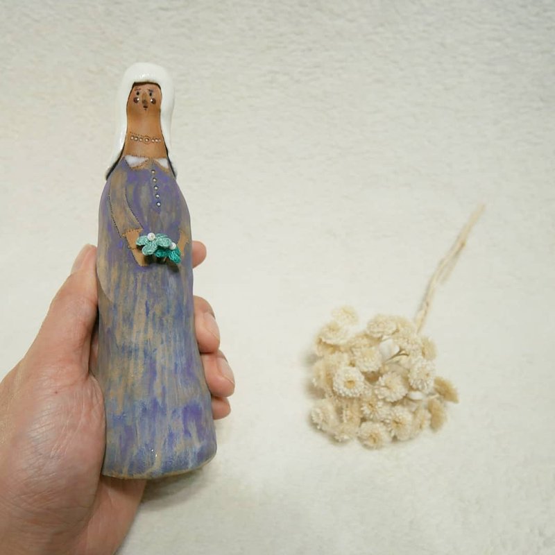 手工陶娃娃 紫色浪漫 - 花瓶/陶器 - 陶 