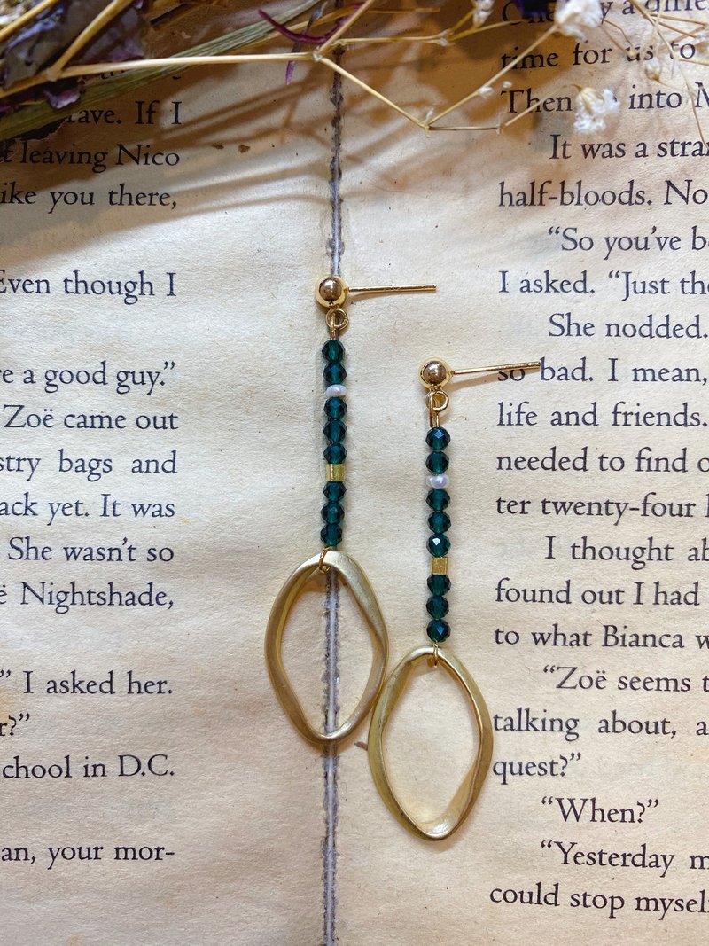 这+//水晶耳环系列//纯银/天然矿石/绿锆/handmade/earring - 耳环/耳夹 - 纯银 