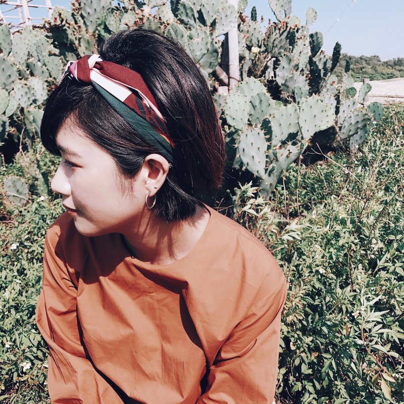 童话森林 绑带式 松紧窄版/手工发带 - 发带/发箍 - 棉．麻 粉红色