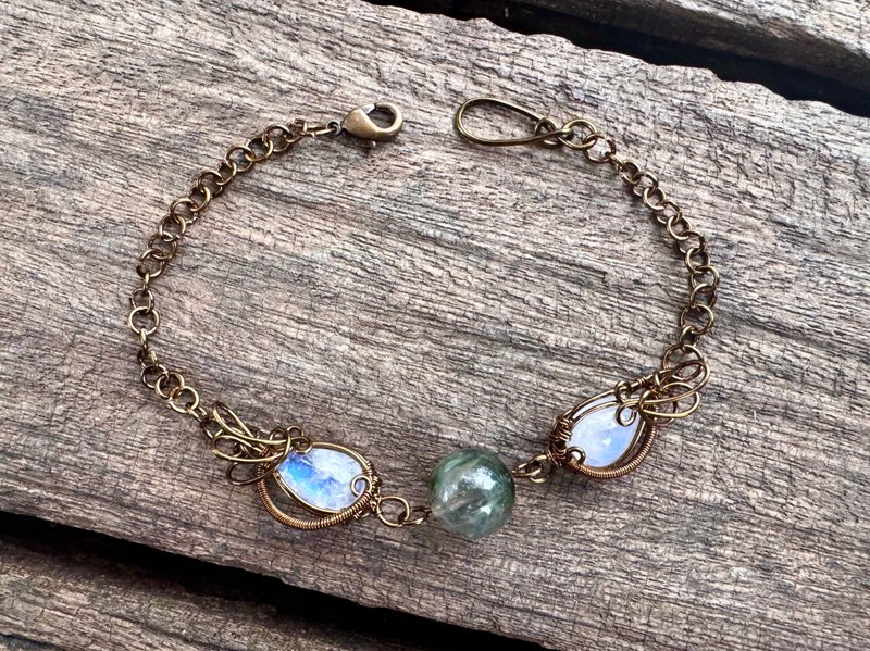 金属编织月光石手链 - 手链/手环 - 铜/黄铜 多色