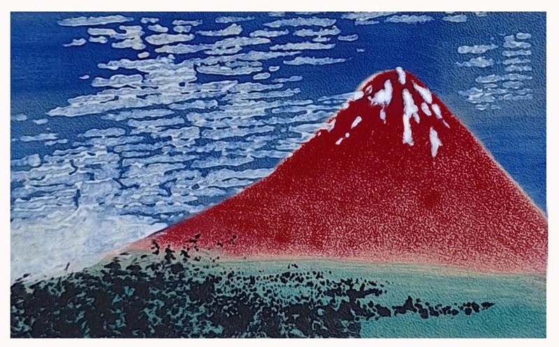 钞悠小袋 冨岳三十六景 富士山 - 皮夹/钱包 - 真皮 红色