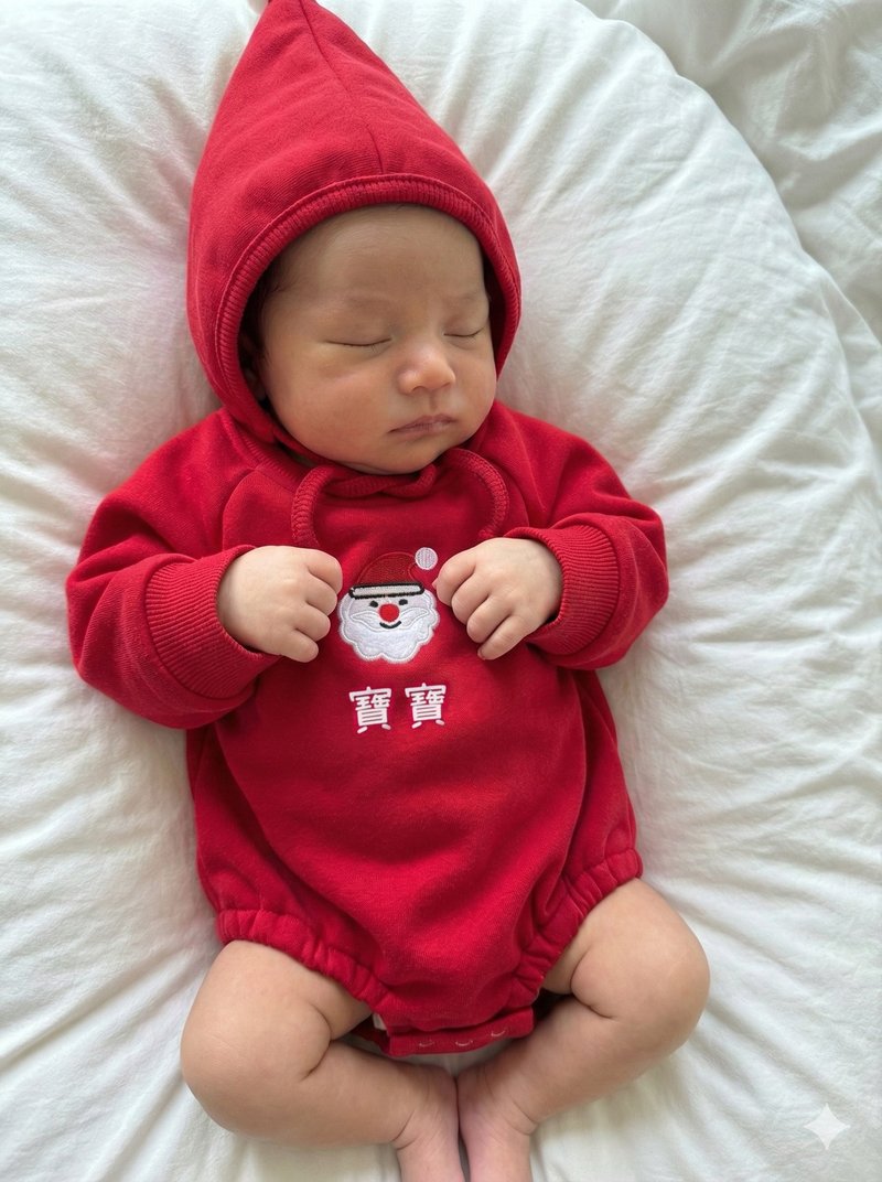 圣诞套装加厚包屁衣+帽 满月礼盒 - 童装上衣 - 棉．麻 白色