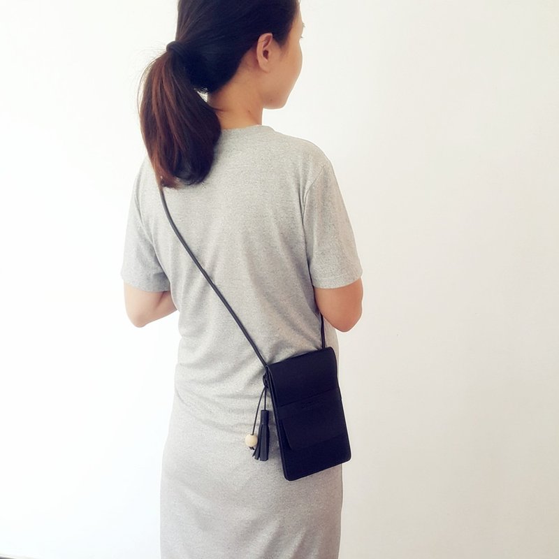 可刻字 iphone 手机袋 斜背包 单肩小包 生日 客制 圣诞礼物 黑色 - 侧背包/斜挎包 - 其他材质 黑色