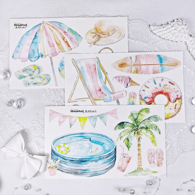 泳池派对纸质贴纸 - 贴纸 - 纸 