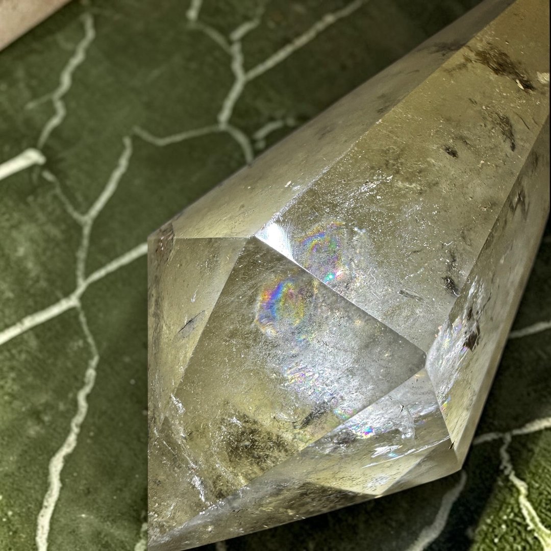 No.107 稀有天然黄水晶灵摆项链吊坠 彩虹光水晶 主石 107×42mm - 项链 - 水晶 多色