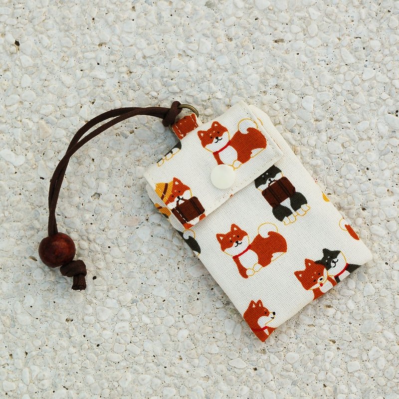 日本柴犬卡袋/卡套 名片袋 - 证件套/卡套 - 棉．麻 橘色