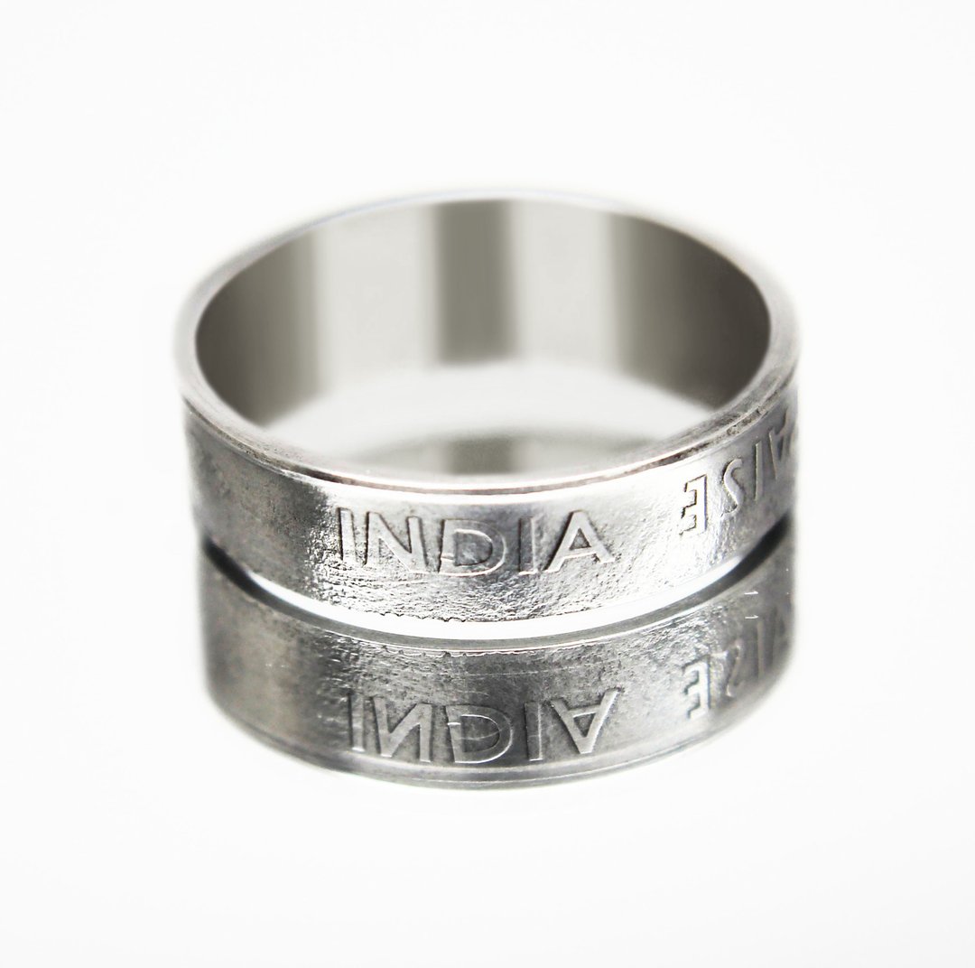 India Coin Ring 50 rupees 1988 coin rings for men coin rings for women - 戒指 - 其他金属 