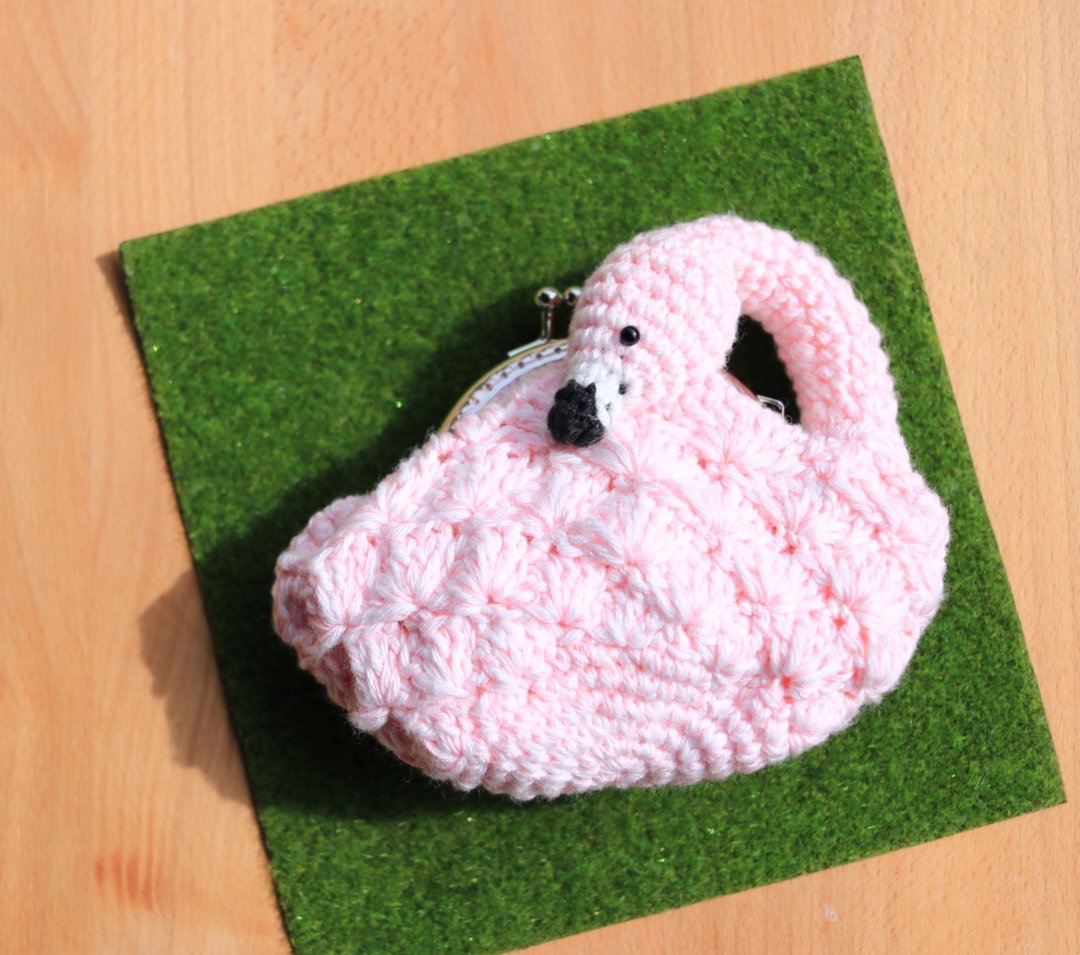 Flamingo Gamaguchi Mini Pouch - 化妆包/杂物包 - 其他材质 粉红色