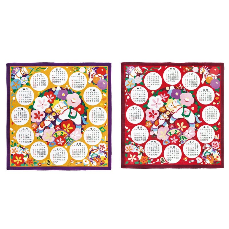 马年年历风吕敷(中巾两色分售) - 海报/装饰画/版画 - 棉．麻 