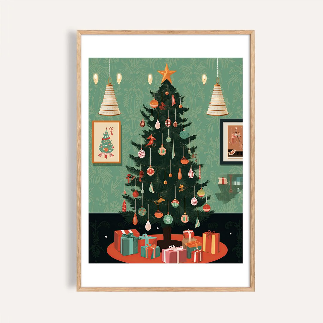 室内圣诞树与礼物 Cozy Christmas Room / 耶诞礼物挂画 无框画 - 海报/装饰画/版画 - 纸 
