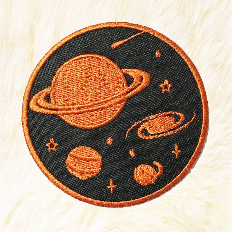 Saturn #04 Copper color Iron on Patch Buy 3 Get 1 Free - 编织/刺绣/羊毛毡/裁缝 - 绣线 橘色