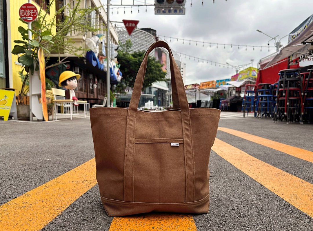 Canvas Tote Bag(M) with Hidden Pocket - Free Shipping - 手提包/手提袋 - 棉 咖啡色