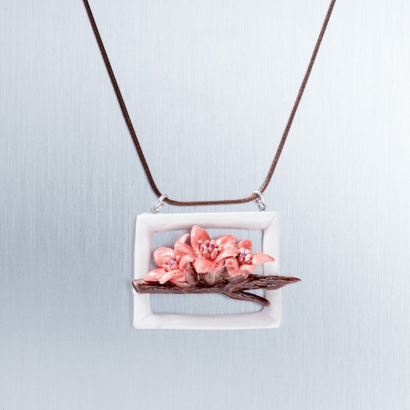 木棉花与花木兰－手工白瓷颈链 - 颈链 - 瓷 红色