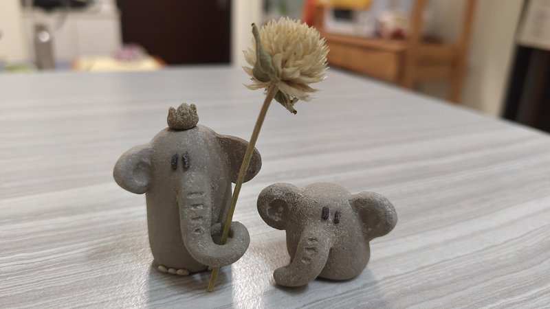 亲子象象-可插香或干燥花 - 摆饰 - 陶 