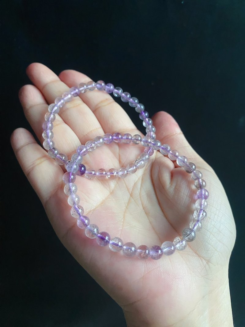 超七水晶 智慧之石 紫水晶 手链 学习专注 多圈 礼物 天然石 - 手链/手环 - 水晶 紫色