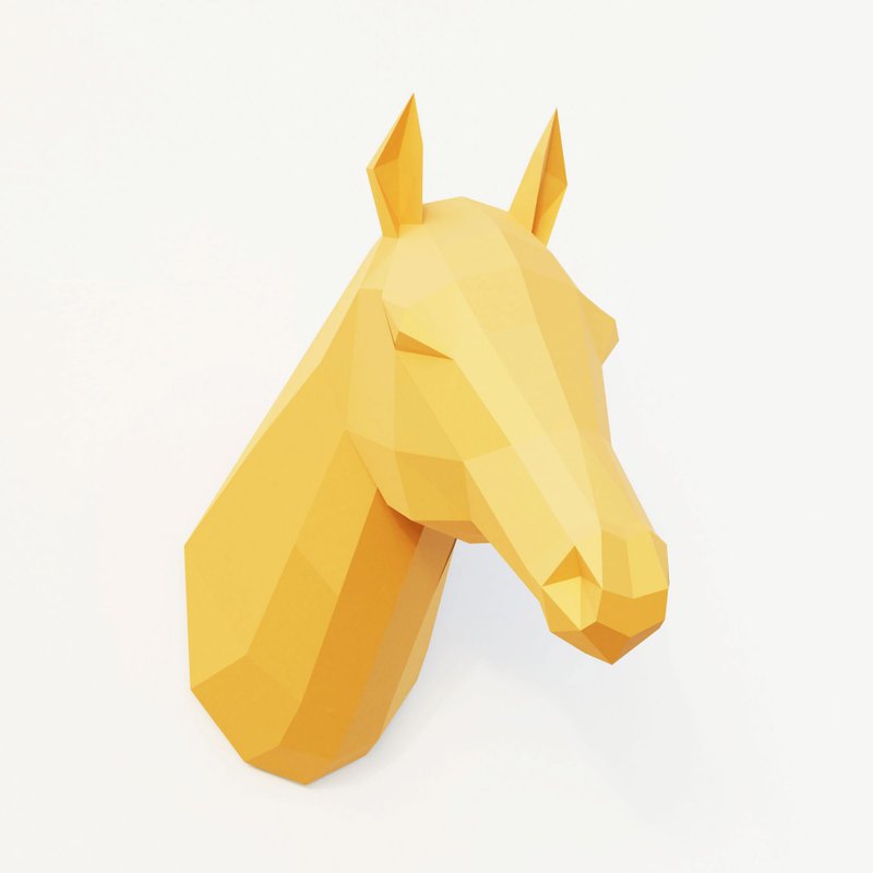 DIY Paper Horse Trophy (printable pdf template), 3D Papercraft Animals - 手工艺教程/工具书 - 其他材质 