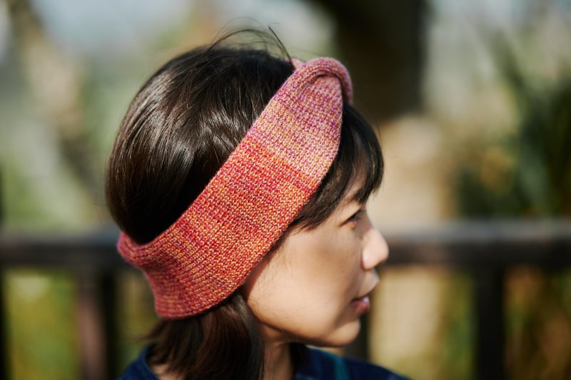 扭转拼色羊毛混纺发带/围脖-花季 - 发带/发箍 - 羊毛 粉红色