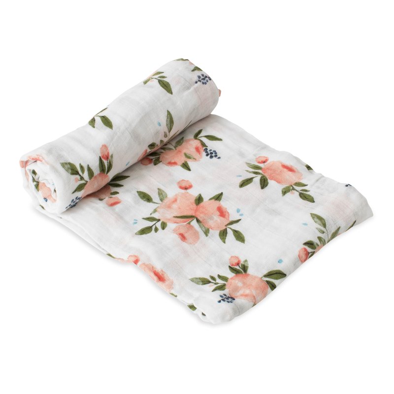 LittleUnicorn 纯棉纱布巾单入组 水彩玫瑰 - 其他 - 棉．麻 白色