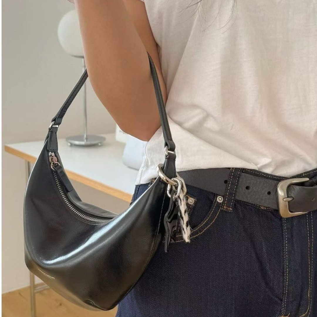 【Bucks&leather】迷你真皮月湾腋下包 - 少量现货 - 侧背包/斜挎包 - 真皮 黑色