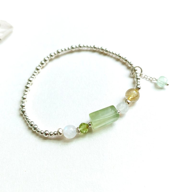 Ops Prehnite Sliver Bead -定制订单-非客订请勿下单 - 手链/手环 - 纯银 绿色