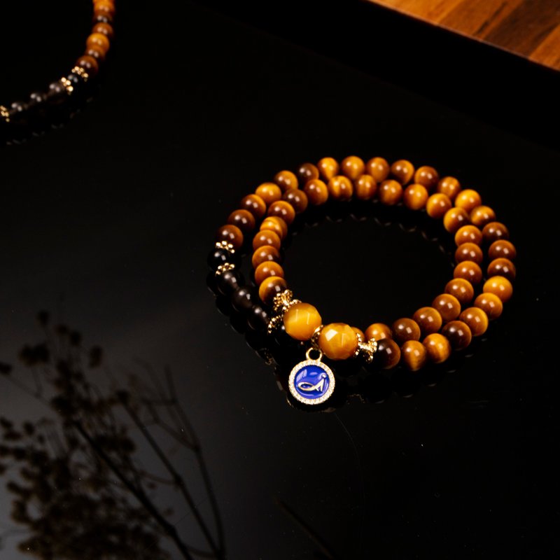 虎与豹设计款 | 虎眼 | 茶曜 | 刻面金虎眼 | 天然能量手串 - 手链/手环 - 水晶 金色