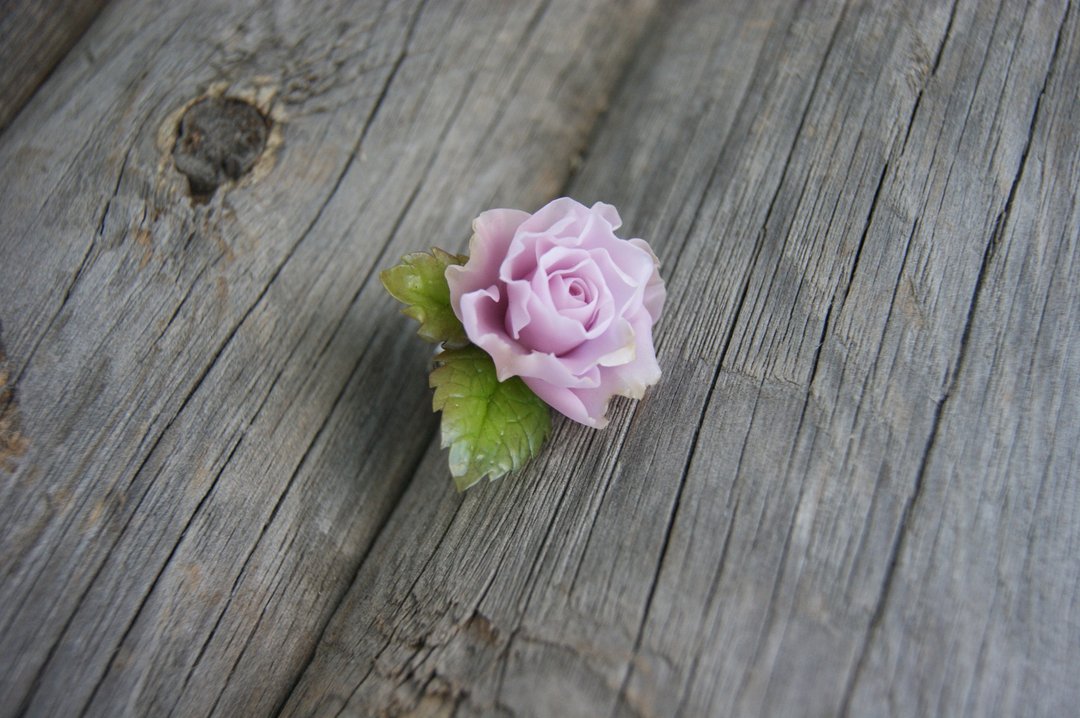 Pink rose adjustable ring for woman, one size ring, polymer clay flower - 戒指 - 塑料 粉红色