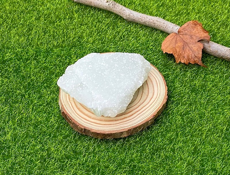 天然原矿几何砂糖白水晶共生薄荷绿萤石 家居 办公室 疗愈 摆件 - 其他 - 水晶 多色