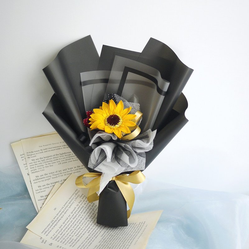 伊登花室 单朵向日葵 皂花 织布纱手拿花束 单束贩售 - 干燥花/捧花 - 植物．花 黄色