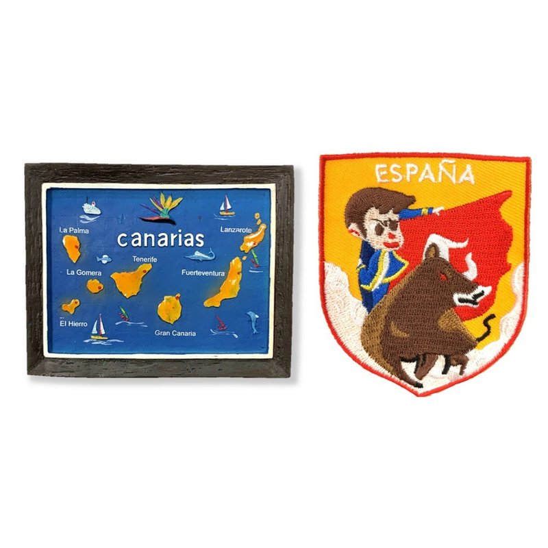 西班牙 大加纳利群岛可爱磁铁+西班牙 斗牛士 ESPANA刺绣【2件组 - 冰箱贴/磁贴 - 橡胶 多色