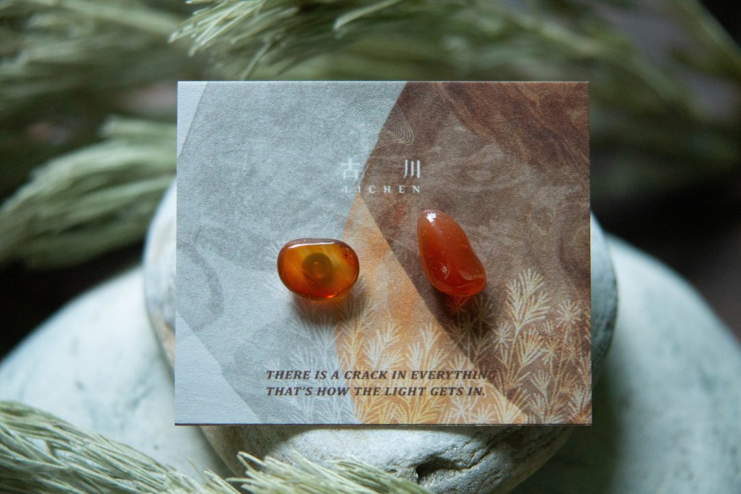 CRACK | 矿物系耳环 |  EARRINGS - 耳环/耳夹 - 玉石 橘色