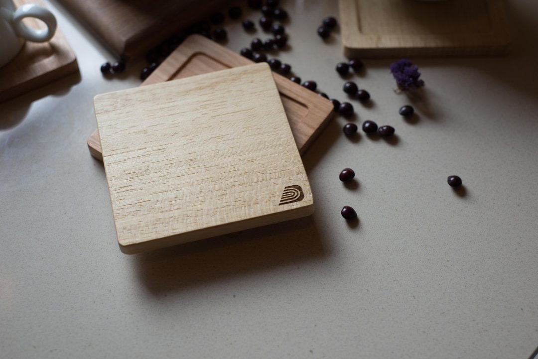 PWW Signature Square Coaster - 杯垫 - 木头 咖啡色