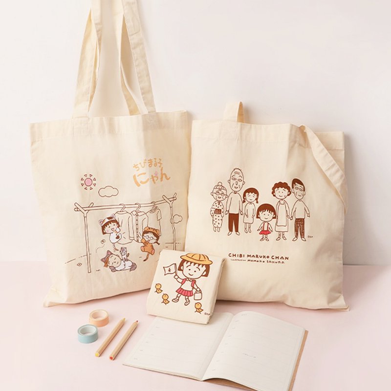樱桃小丸子棉布手提袋 - 原色手提袋 侧背包 环保购物袋 Eco Bag - 侧背包/斜挎包 - 棉．麻 多色