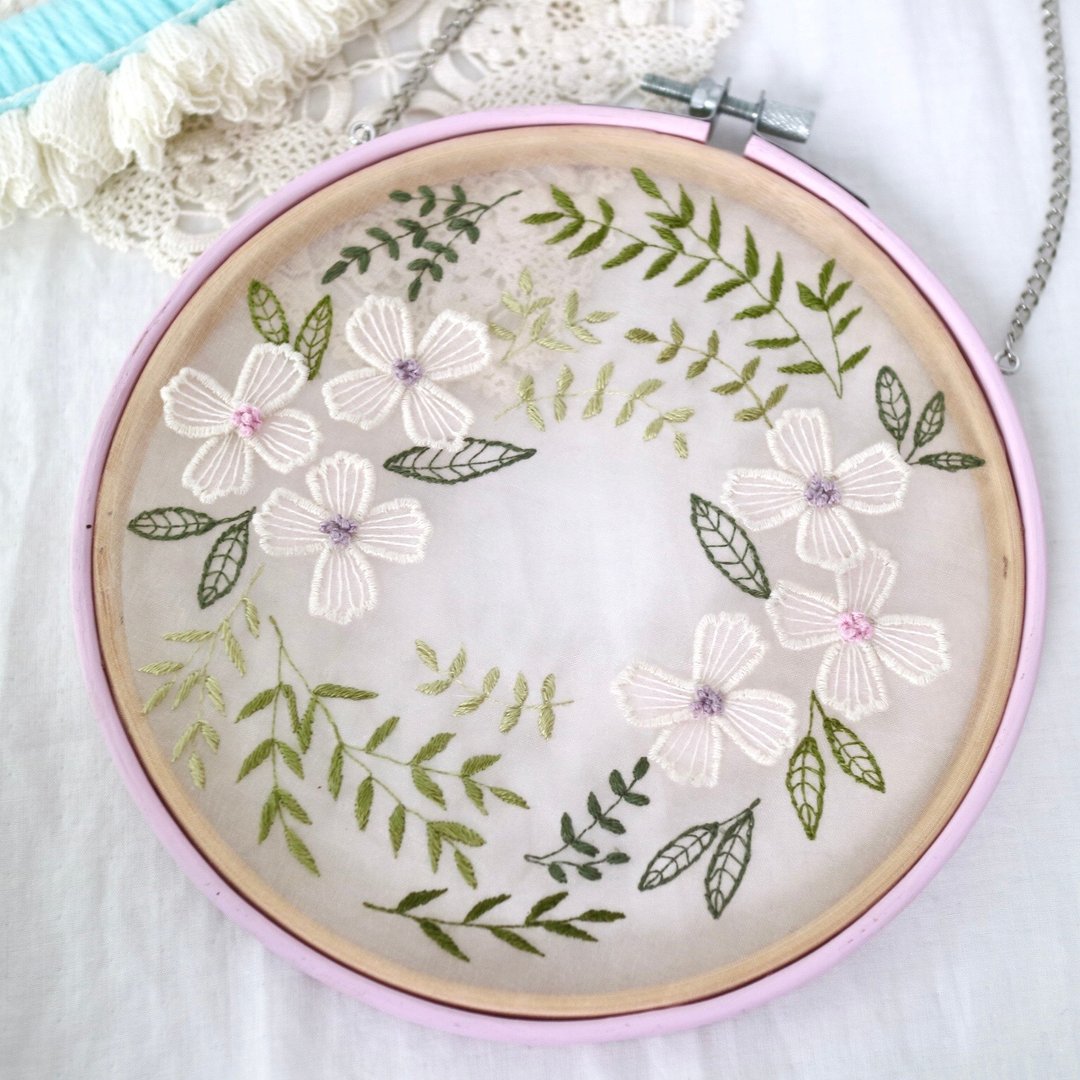 Embroidery tapestry wall hanging - 墙贴/壁贴 - 绣线 粉红色