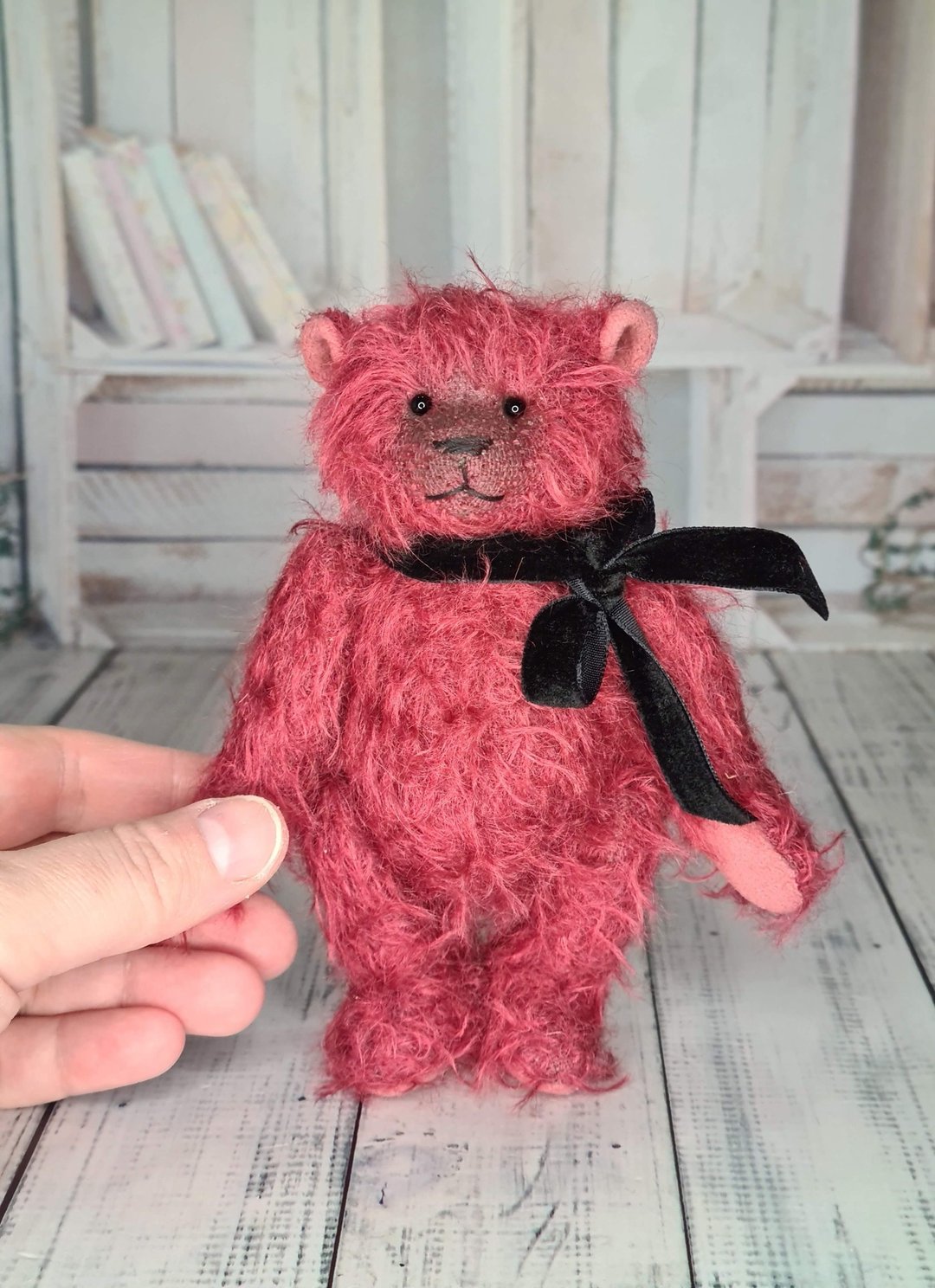 Red teddy bear. Artist teddy bear toy. Collectible bear. - 玩偶/公仔 - 其他材质 红色