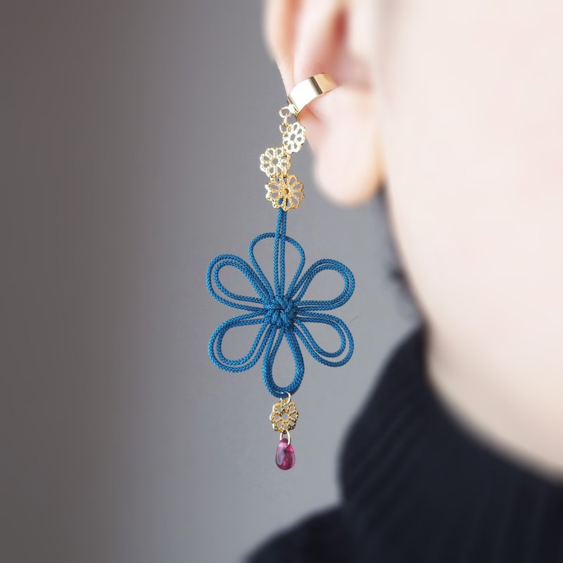 单边耳骨夹 妳的画框・伸 - 耳环/耳夹 - 其他金属 蓝色