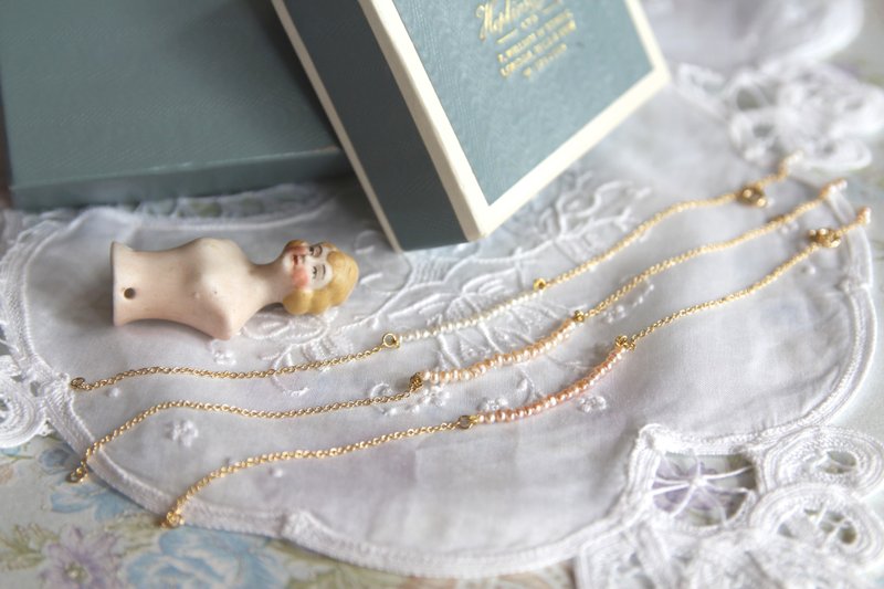 手錬 幼手链 锁骨手链 水滴珠手链 镀金超幼手链 迷你锆石幼手链 - 手链/手环 - 贵金属 粉红色