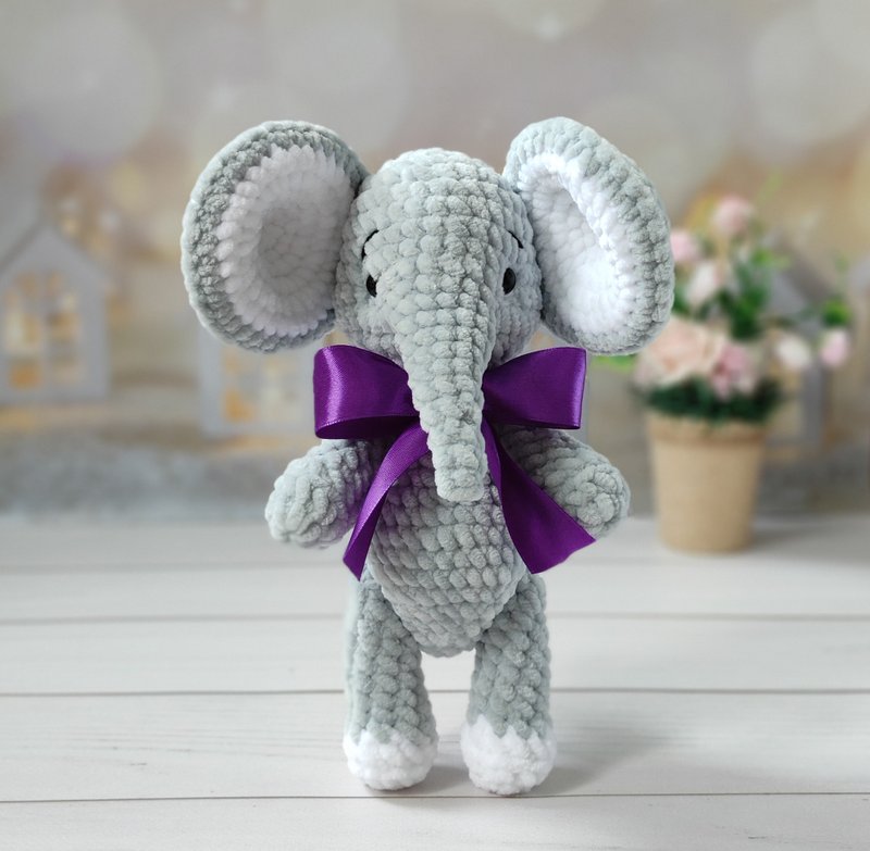 elephant toy,plush elephant,kids stuffed toy,handmade elephant,toy for kids - 玩具/玩偶 - 聚酯纤维 灰色