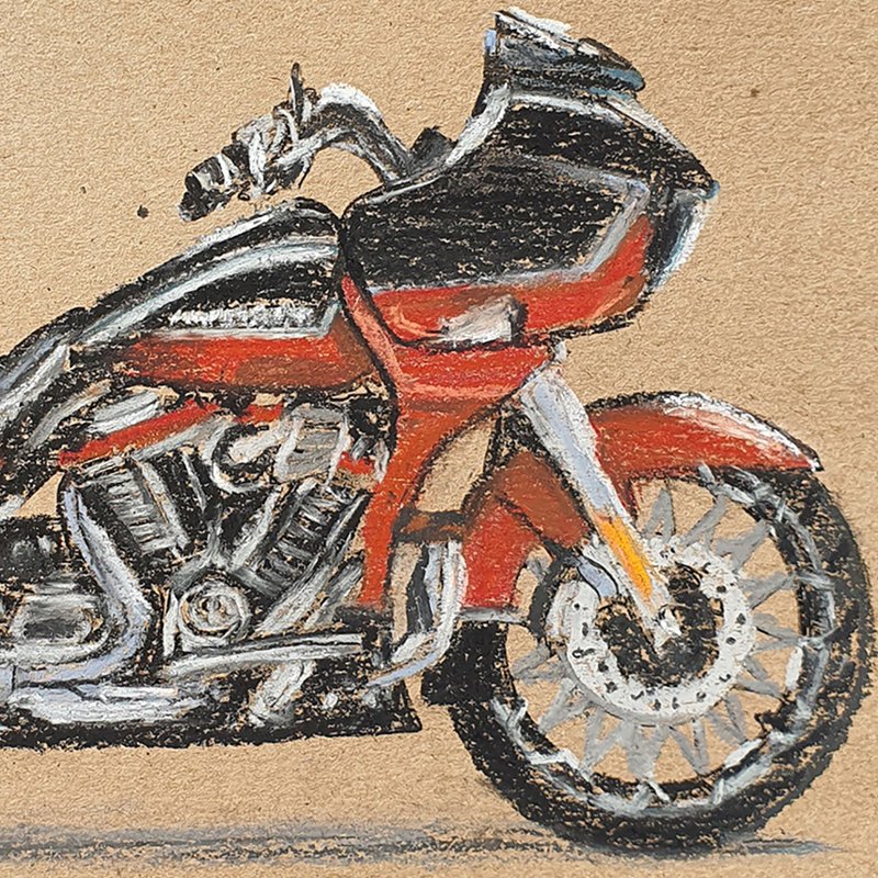 摩托车原画 Road Glide CVO 雷戴维森墙壁艺术摩托车 - 海报/装饰画/版画 - 其他材质 红色