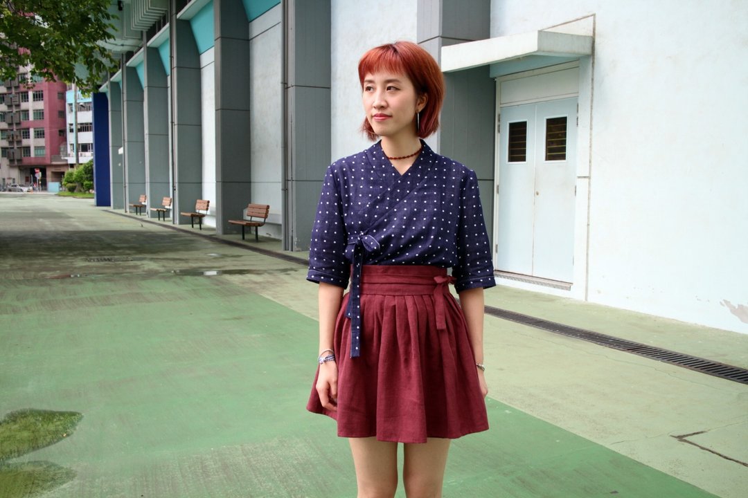 Handmade by Cherry 日常韩服 生活韩服 - 豆沙红色韩服裙 高腰裙 素色 棉麻 秋冬 - 裙子 - 棉 红色