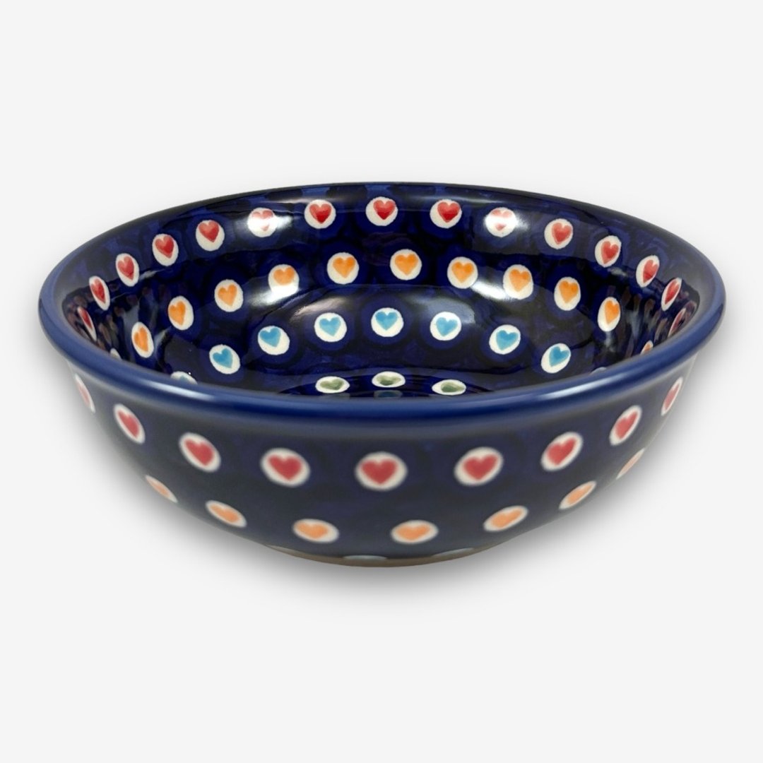 波兰手绘手工陶-浅碗 饭碗 15.5cm 文青彩心系列 设计师款 - 碗 - 陶 蓝色