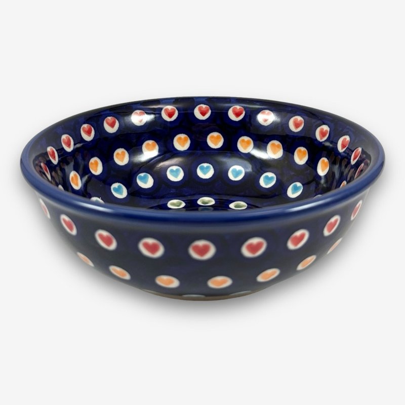 波兰手绘手工陶-浅碗 饭碗 15.5cm 文青彩心系列 设计师款 - 碗 - 陶 蓝色