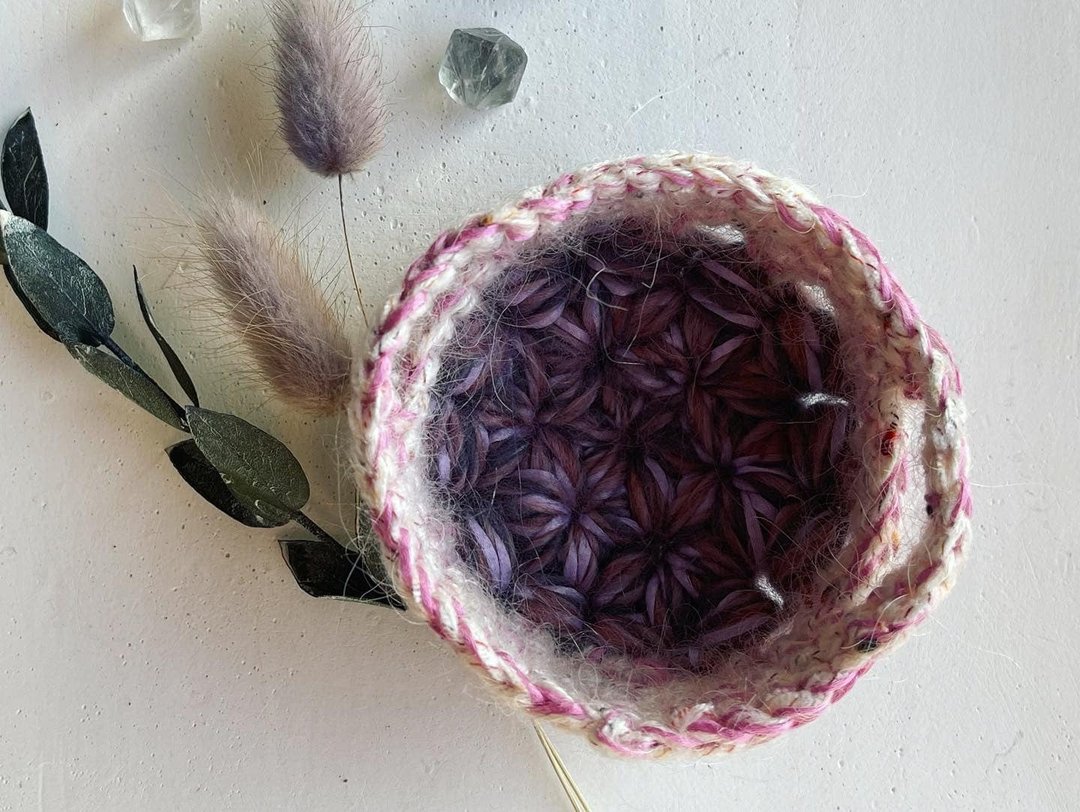 Knitting 生命之花提把置物篮 - 烟花雨 - 收纳用品 - 棉 