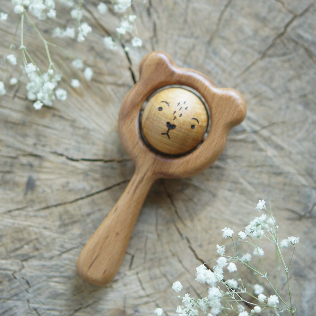 Wooden bear rattle toy. - 玩具/玩偶 - 木头 