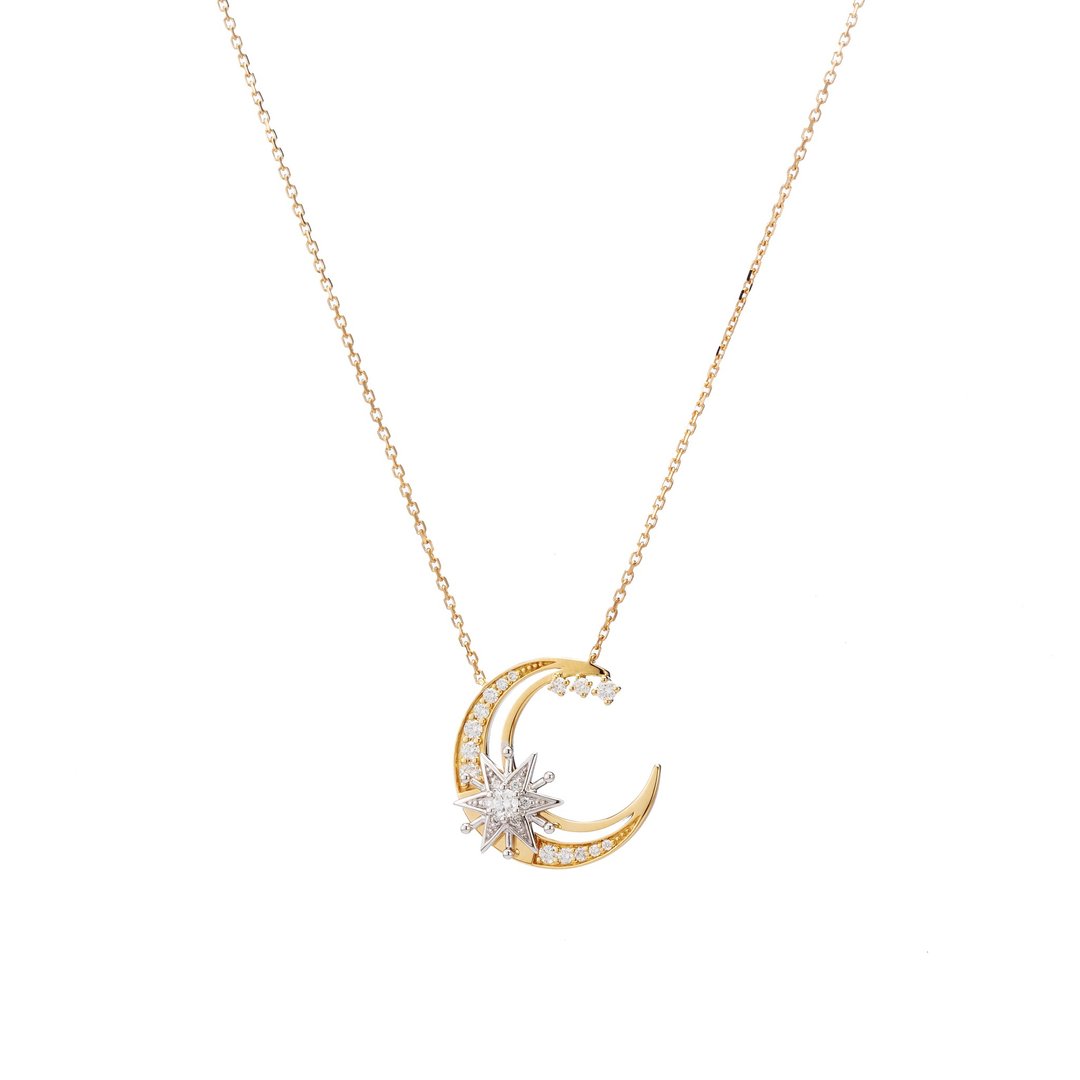 18K 星月双色长链 50cm - 项链 - 贵金属 金色