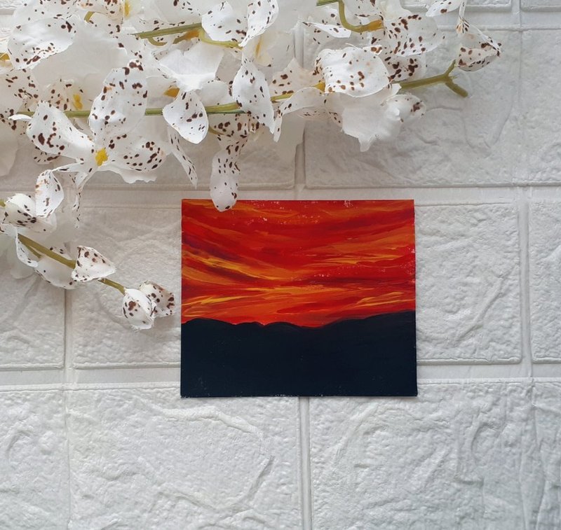 日落微型 #9 山绘画水粉艺术 - 墙贴/壁贴 - 纸 多色