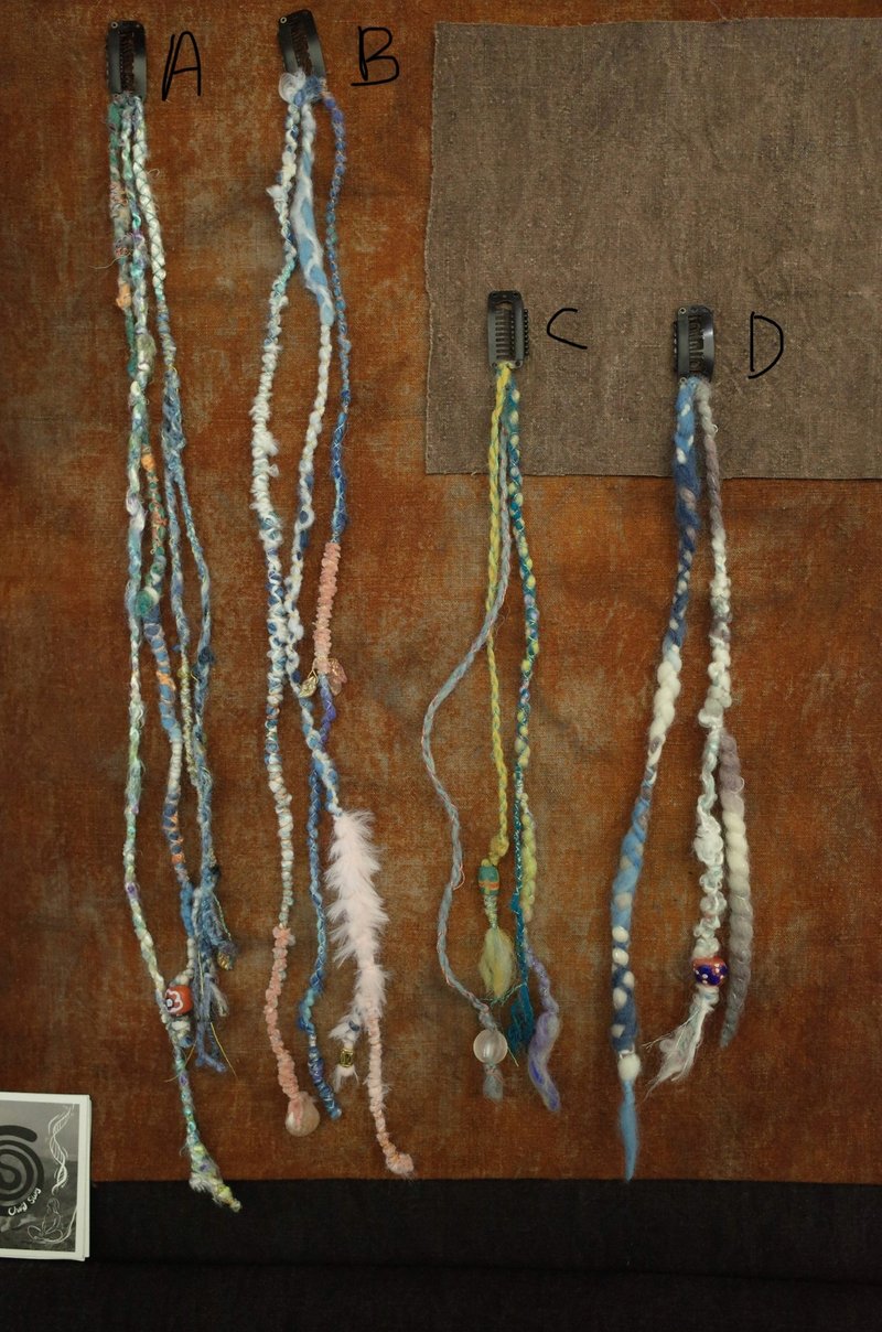 Gypsy hair Clip 穿戴式脏辫 发夹发片 (blue) - 发饰 - 羊毛 蓝色