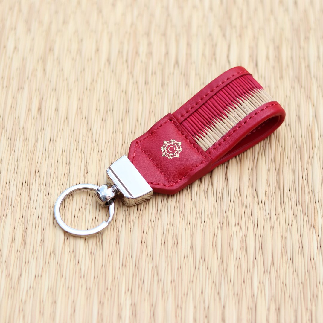 Red Key Fob Leather and Woven Sedge by Chaksarn - Lucky Bag - 吊饰 - 真皮 红色